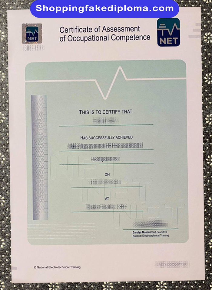 NET Certificate of Assessment of Occupational Competence, fake NET Certificate of Assessment of Occupational Competence