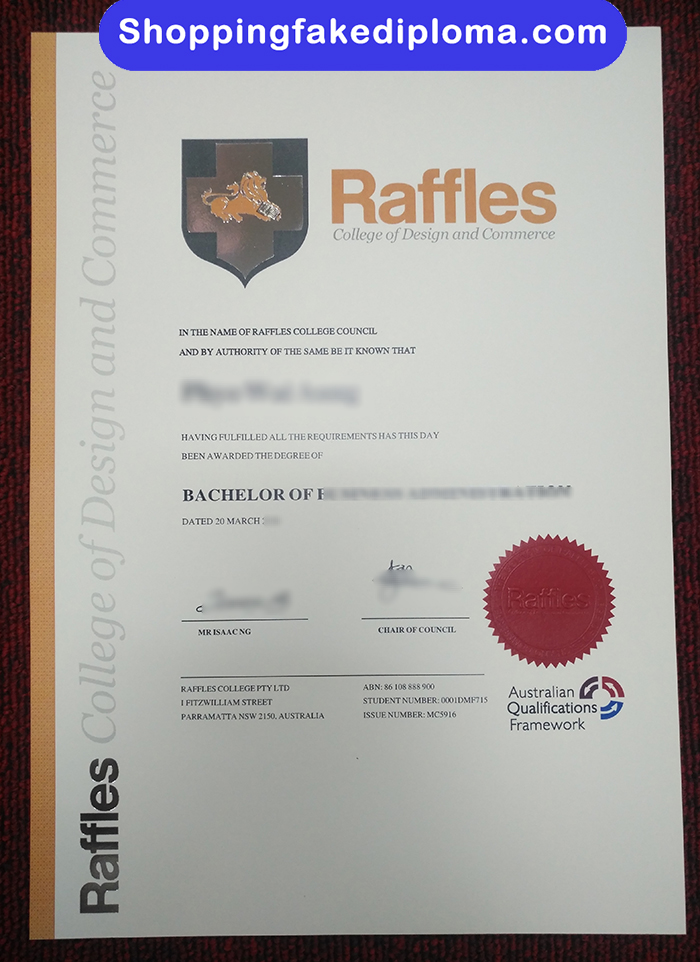 Raffles College of Higher Education fake degree, Raffles College of Higher Education diploma