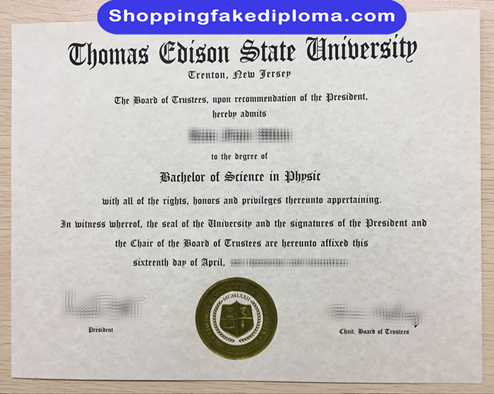Thomas Edison State University degree, Thomas Edison State University diploma