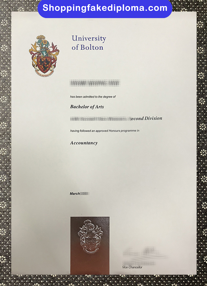 University of Bolton fake degree, University of Bolton diploma