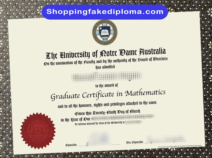 University of Notre Dame Australia fake certificate, University of Notre Dame Australia certificate