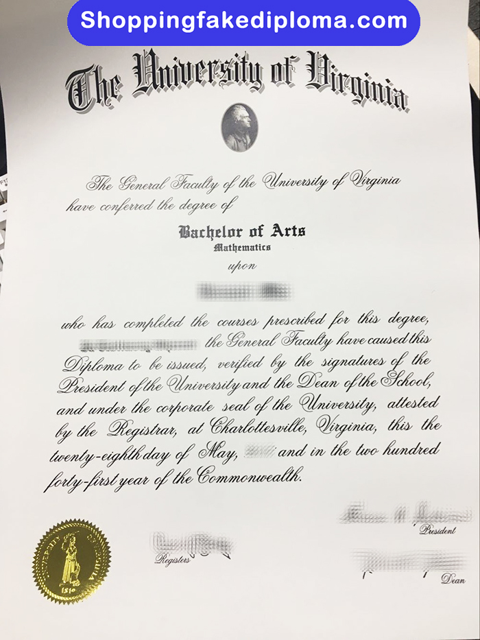 University of Virginia fake Degree, University of Virginia diploma
