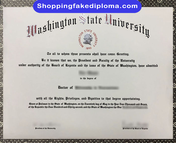 Washington State University fake Degree, Washington State University diploma