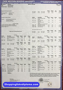 Case Western Reserve University Transcript, fake Case Western Reserve University Transcript