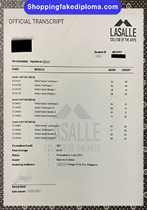 Lasalle College of the arts transcript, fake Lasalle College of the arts transcript