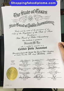 State of Texas CPA certificate, fake State of Texas CPA certificate