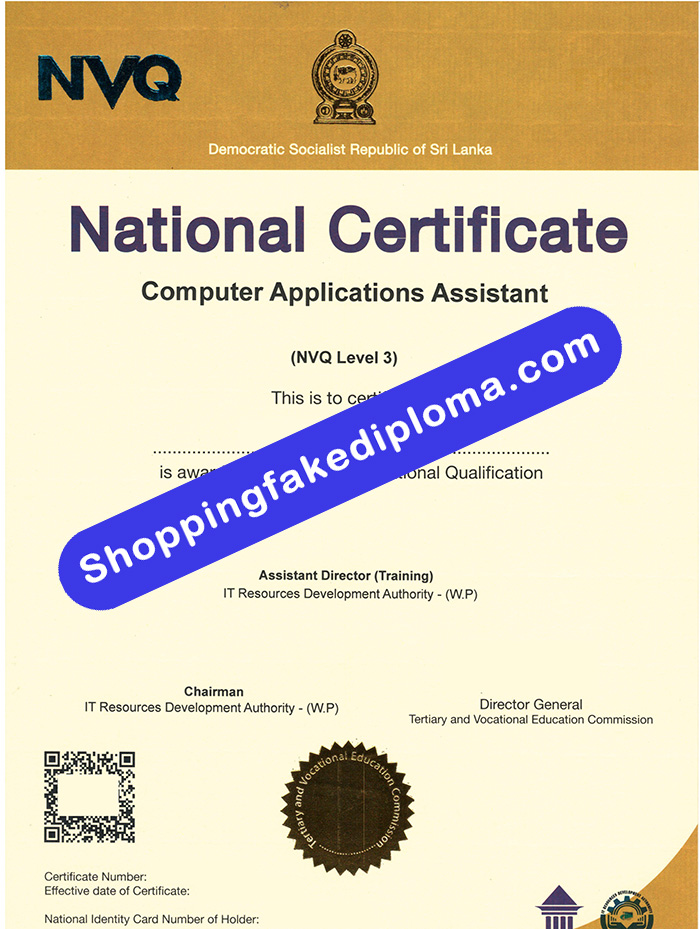 NVQ Certificate template