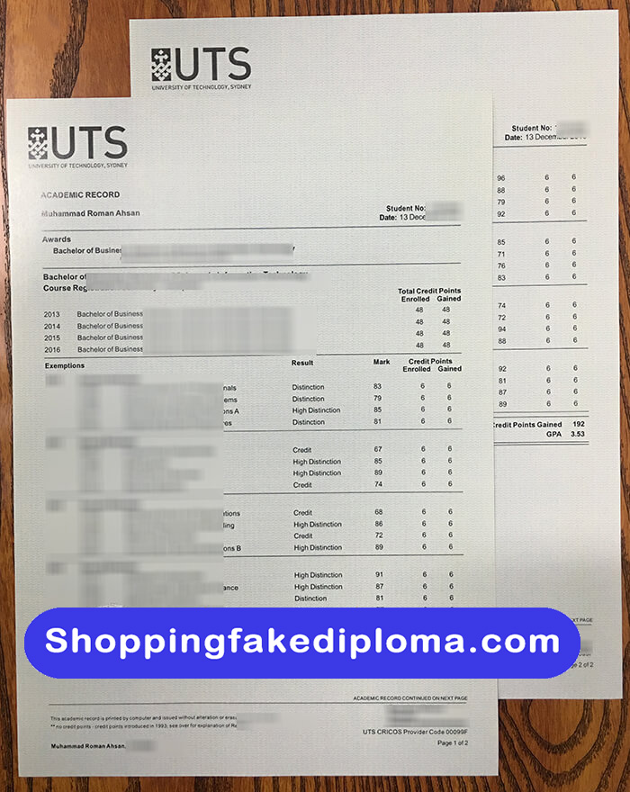 University of Technology Sydney Fake Transcript, buy fake University of Technology Sydney Transcript